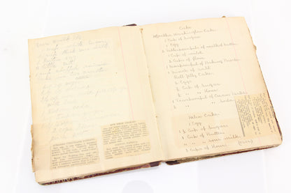 Antique Handwritten Recipe Cookbook Baking and Scrapbook, Circa 1900
