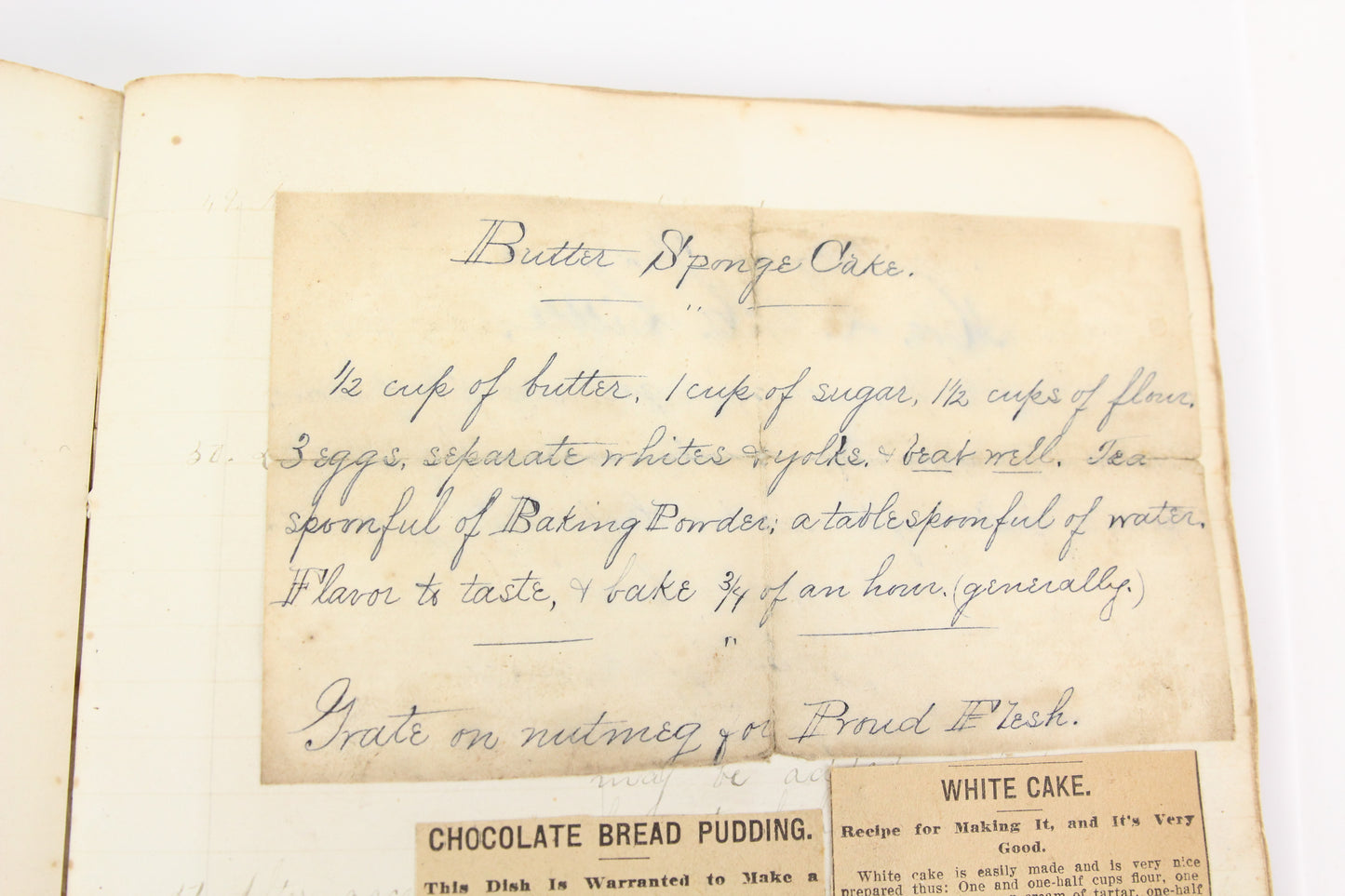 Antique Handwritten Recipe Cookbook Baking and Scrapbook, Circa 1885