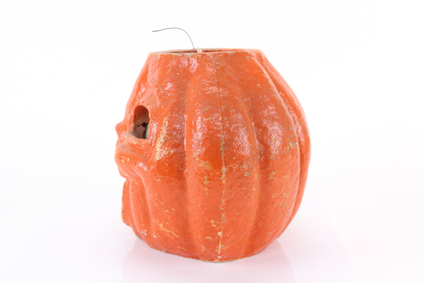 Vintage Papier Mache Choir Boy Jack-O-Lantern Halloween Pumpkin Bucket, 7"