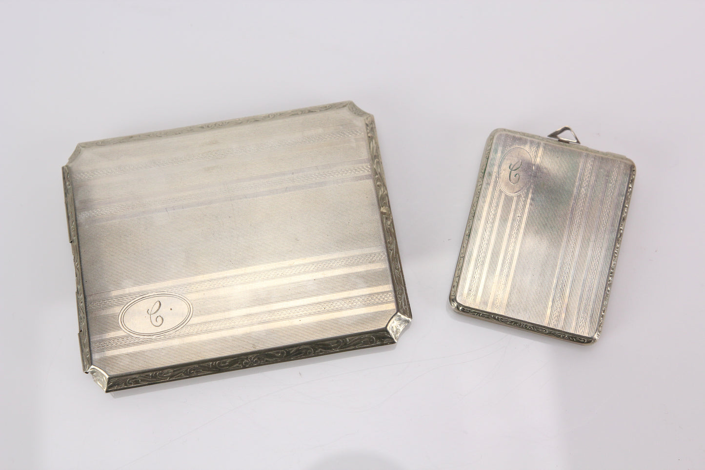Matching Monogrammed "C" Cigarette Case and Compact by M.S.P. Co.