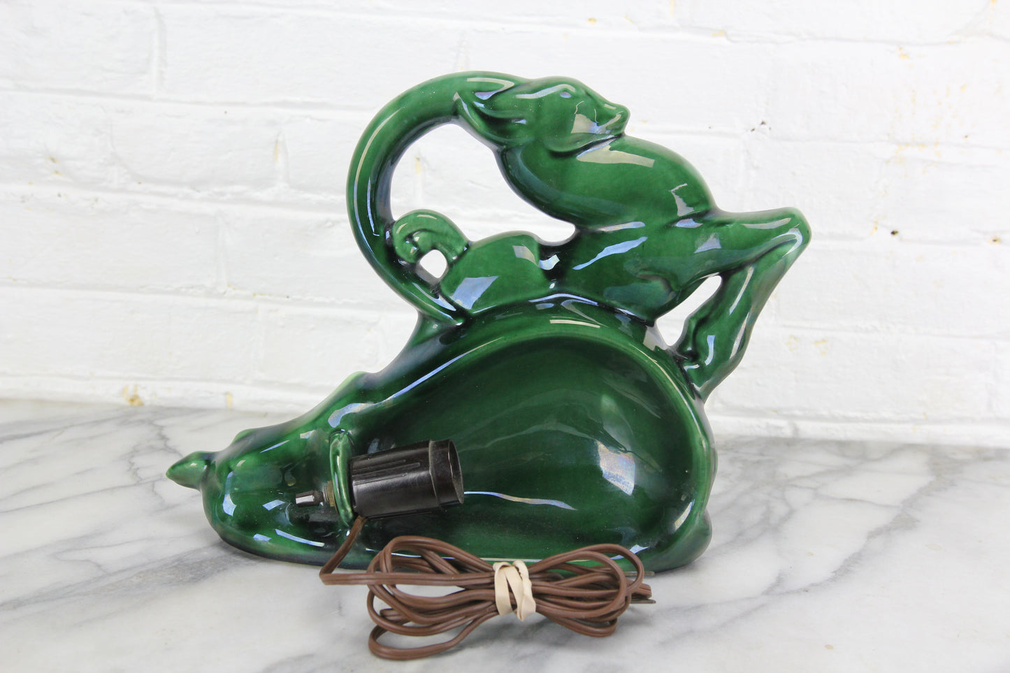 Mid-Century Green Gazelle Ceramic TV Lamp