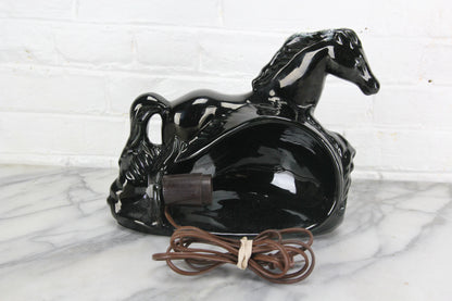 Mid-Century Two Black Horses Ceramic TV Lamp