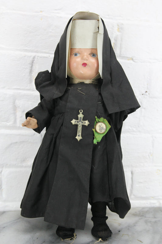 One-Armed Our Little Sister Composition Nun Doll, 13"