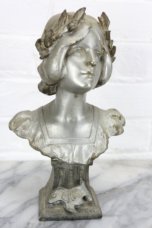 Art Nouveu Bronzed Spelter Bust of Enid