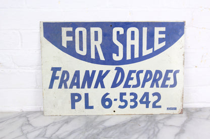For Sale, Handpainted Metal Sign by Leader Signs, Worcester, MA - 18x12"