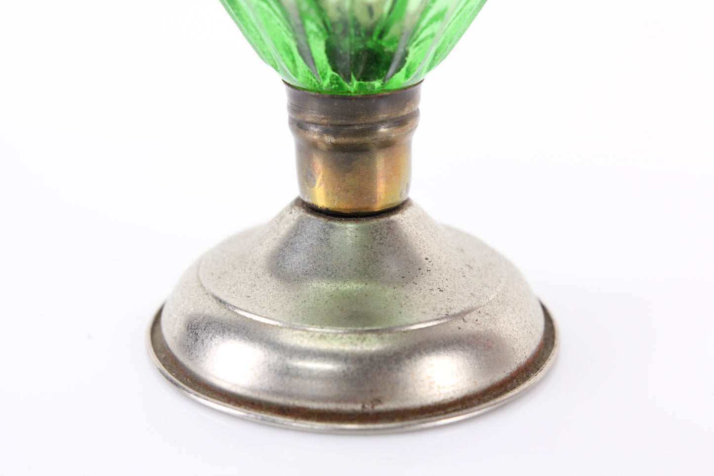 Antique Miniature Green Glass Oil Lamp with Green Chimney, 10"