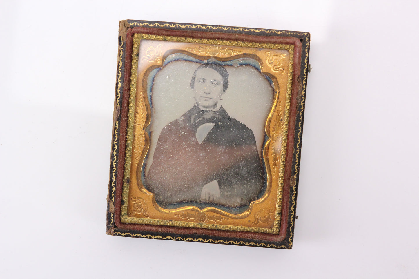 Daguerreotype Photograph of a Young Man With Bowtie in Half Case (1/6th Plate)