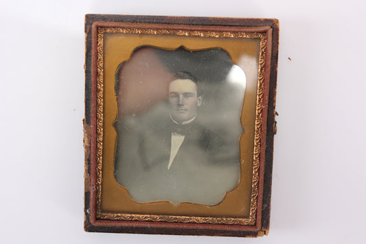 Daguerreotype Photograph of a Handsome Young Man in Half Case (1/6th Plate)