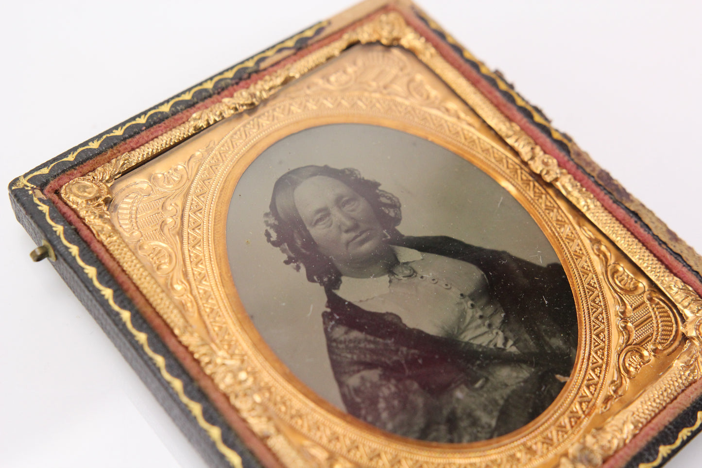 Ambrotype Photograph of a Middle-Aged Woman in Half Case (1/6th Plate)