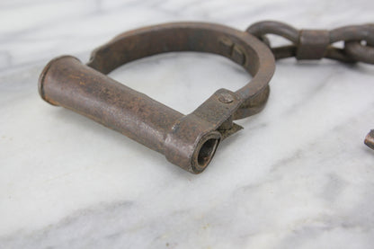Antique Civil War Era Primitive Handcuffs with Two Original Keys