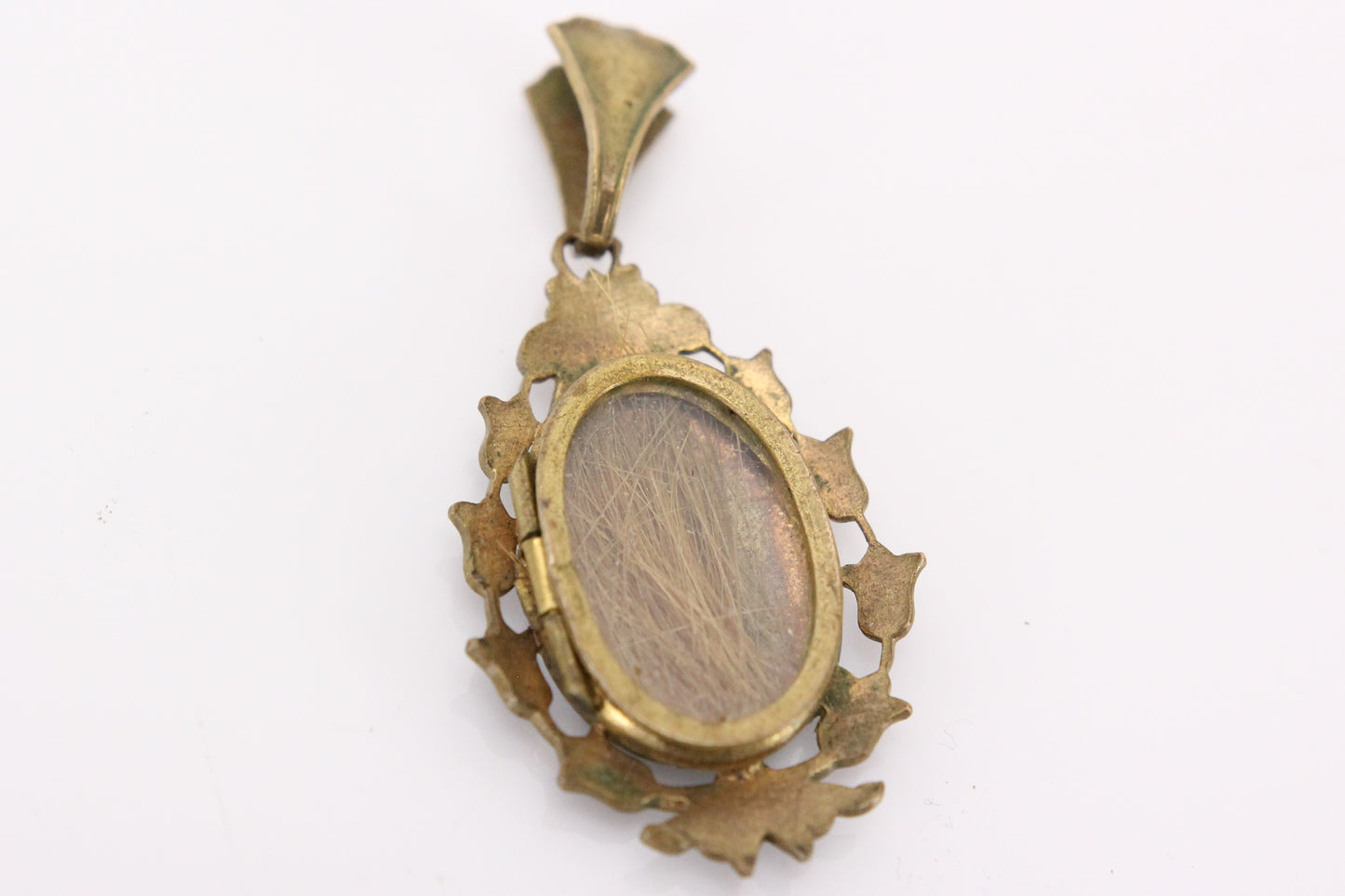 Victorian Mourning Hair Work Pendant Locket with Porcelain Detailing
