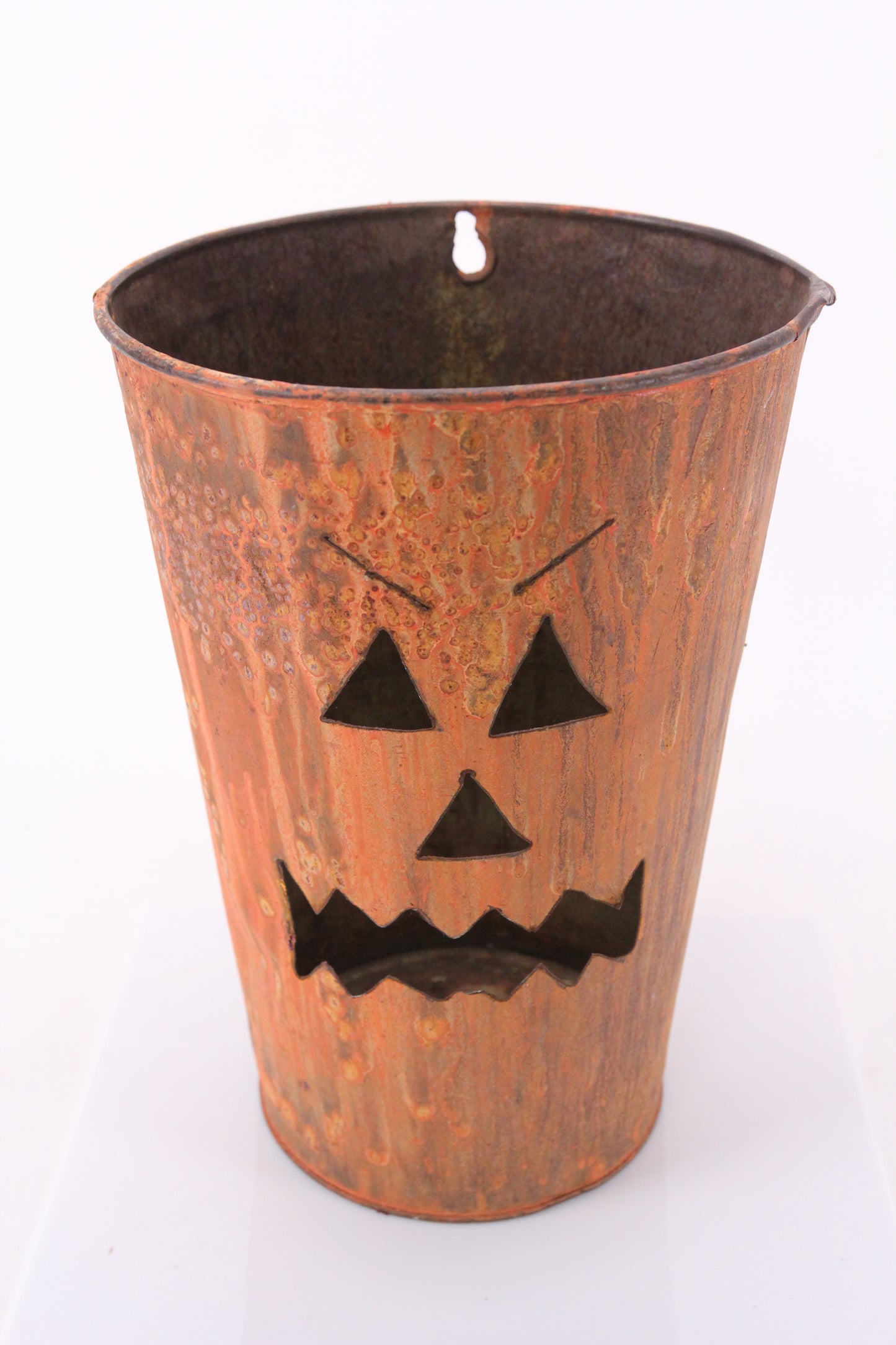 Halloween Jack-O-Lantern Pumpkin Painted Tin Bucket