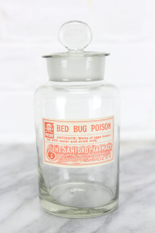 The Sanford Pharmacy Bed Bug Poison Glass Bottle