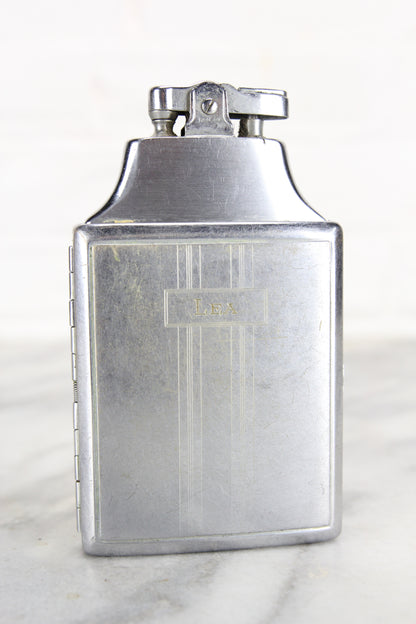 Ronson "MASTERCASE" Cigarette Case with Lighter, Engraved Lea