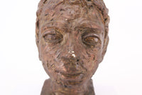 Mid-Century Golden Bust Sculpture of a Young Boy