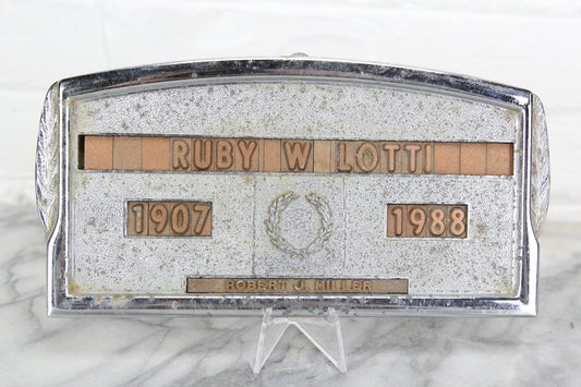 Ruby L. Lotti, 1907-1988, Funeral Temporary Grave Marker