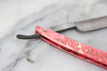 Pink Marbled Handle Straight Razor by Lafayette Cutlery Co., Germany