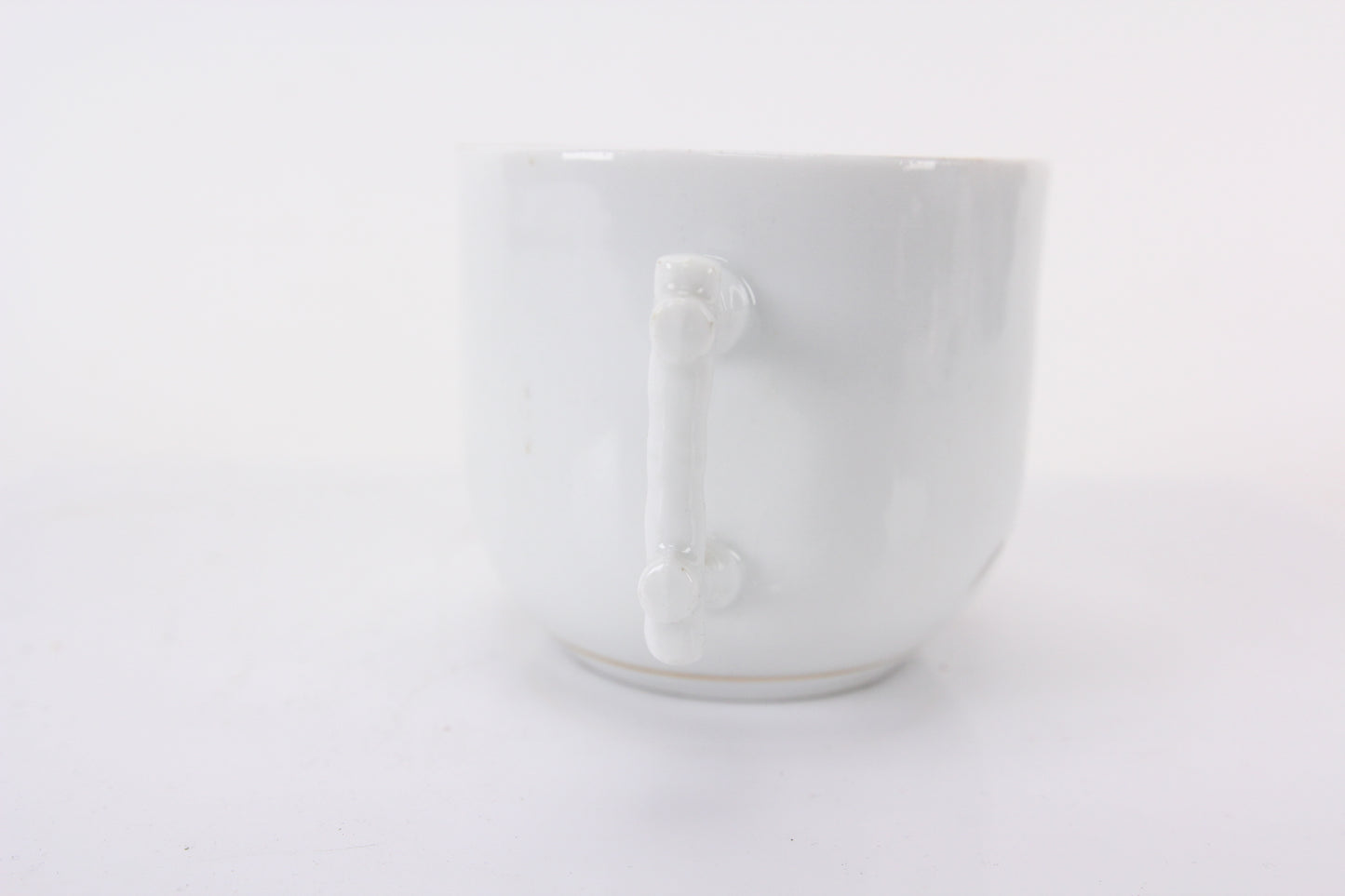 Hand Decorated "Forget Me Not" Painted Memento Mori Porcelain Mustache Mug