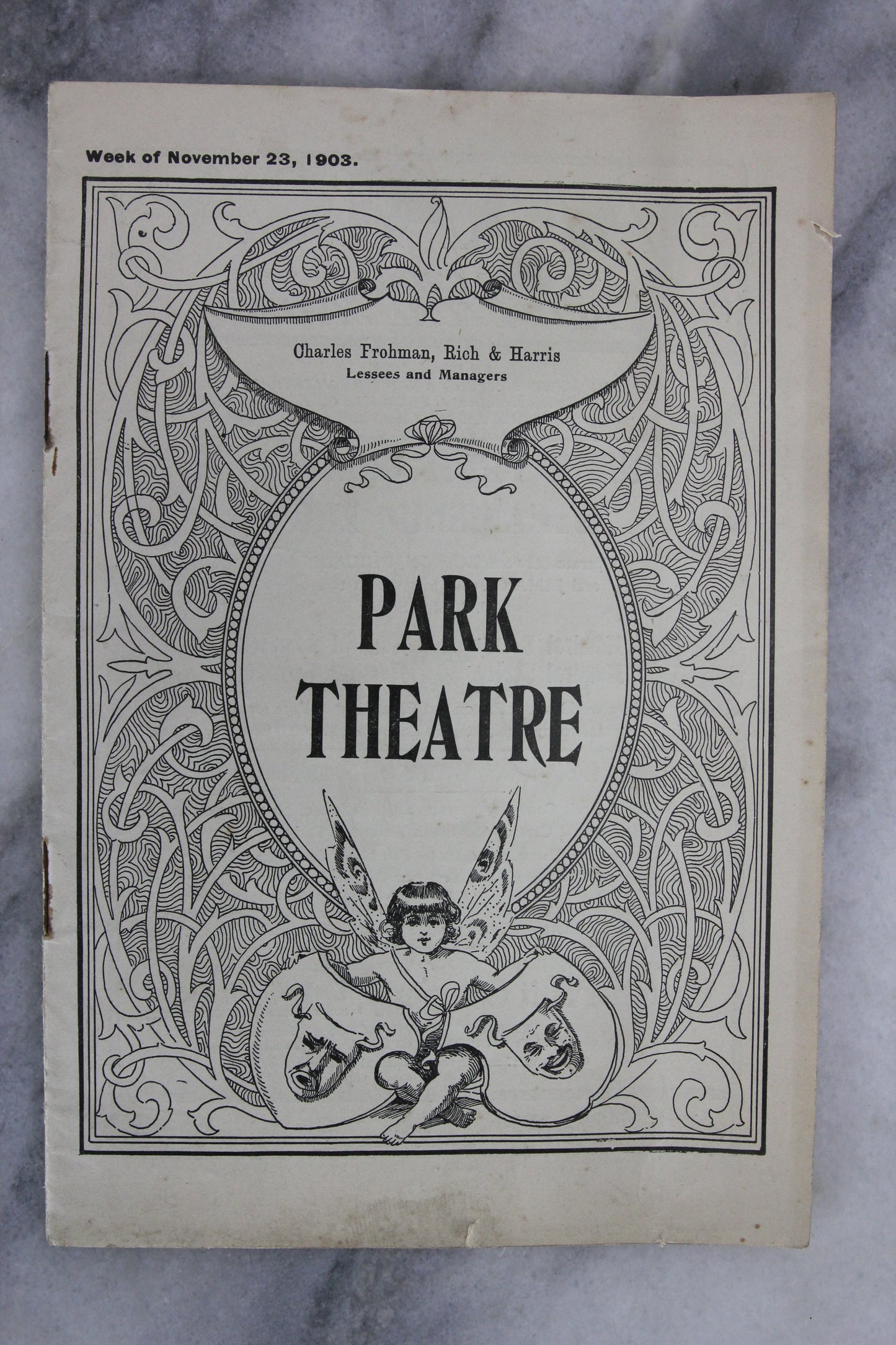Antique Playbill from Park Theatre, Boston, Week of Nov. 23, 1903