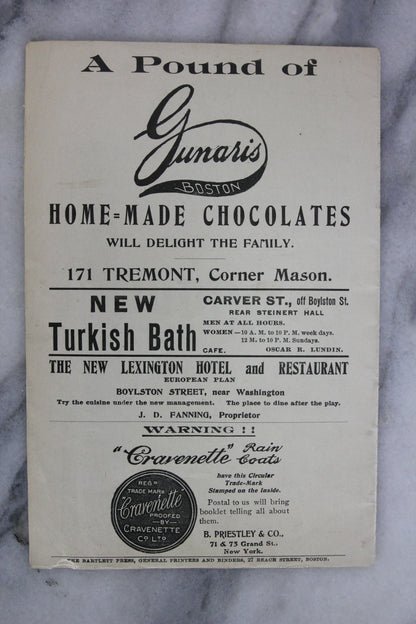 Antique Playbill from Park Theatre, Boston, Week of Nov. 23, 1903