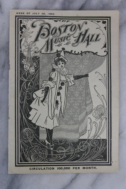 Antique Playbill from Boston Music Hall, Week of July 28, 1902