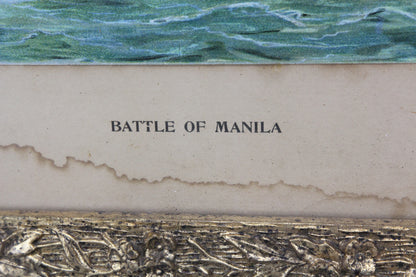 Battle of Manila Bay Lithograph Print, Spanish-American War by F. Fetherston - 19.5" x 13.75"