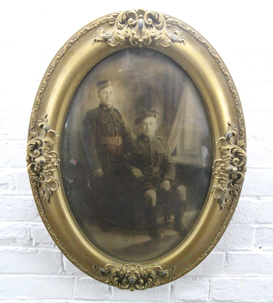 Portrait Photograph of Two Scottish Soldiers in Bubble Frame - 18.5" x 24.5"