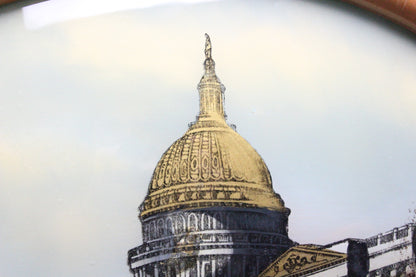 Folk Art Reverse Painting of the United States Capitol in Bubble Frame - 21" x 15"