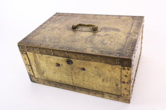 Antique Brass Strong Box with Alarm and Yale Lock, by Safety Chest Co.