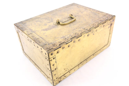 Antique Brass Strong Box with Alarm and Yale Lock, by Safety Chest Co.