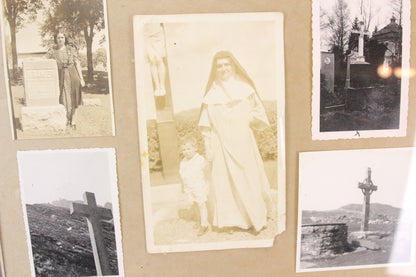 Spooky Framed Collection of Five Photos of Graves, Crosses, and Nuns