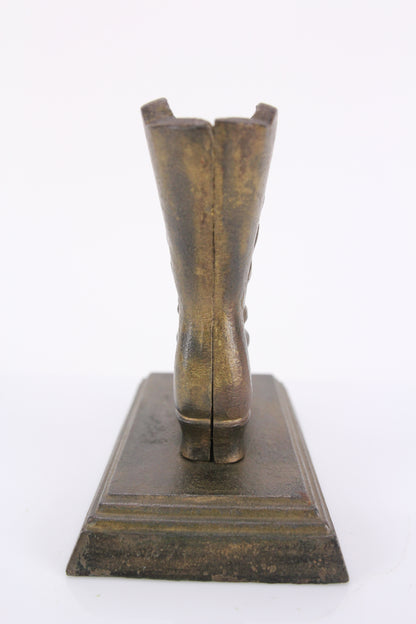 Antique Cast Iron Victorian Boot Shoe Match Safe with Original Paint