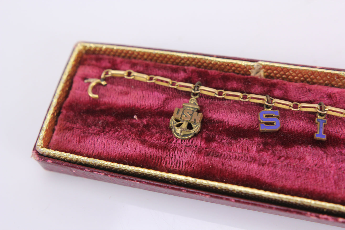 United States Navy Military Sister 18k Gold Plated and Enamel Charm Bracelet