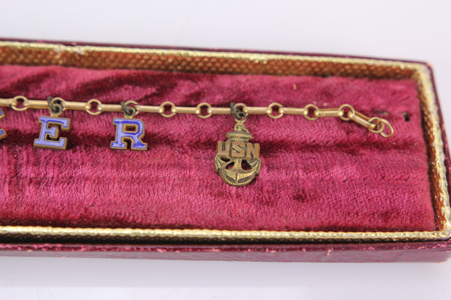 United States Navy Military Sister 18k Gold Plated and Enamel Charm Bracelet