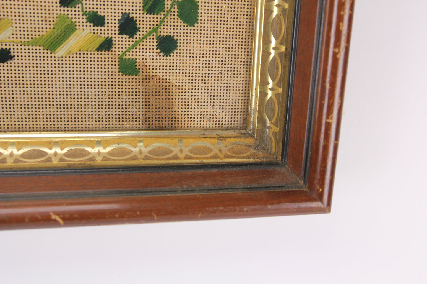 Antique Victorian Framed Rock of Ages Paper Punchwork Needlepoint Embroidery
