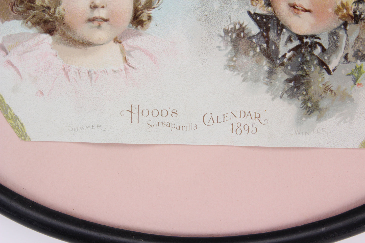 Antique Die Cut 1895 Hood's Sarsaparilla Advertising Calendar in Oval Frame