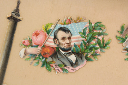 Antique Framed Washington DC Landmark Die Cuts and Presidential Valentines