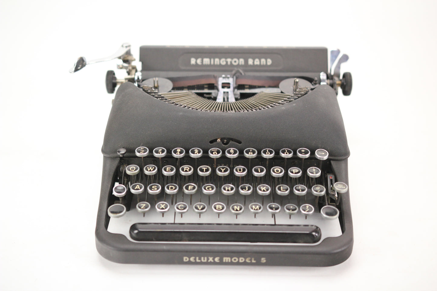 Remington Rand Deluxe Model 5 Typewriter with Case, Made in USA, 1940