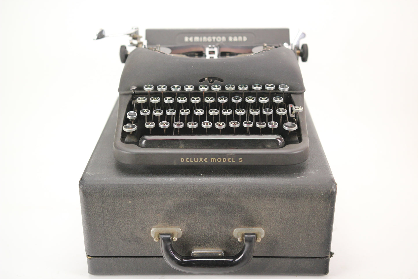 Remington Rand Deluxe Model 5 Typewriter with Case, Made in USA, 1940