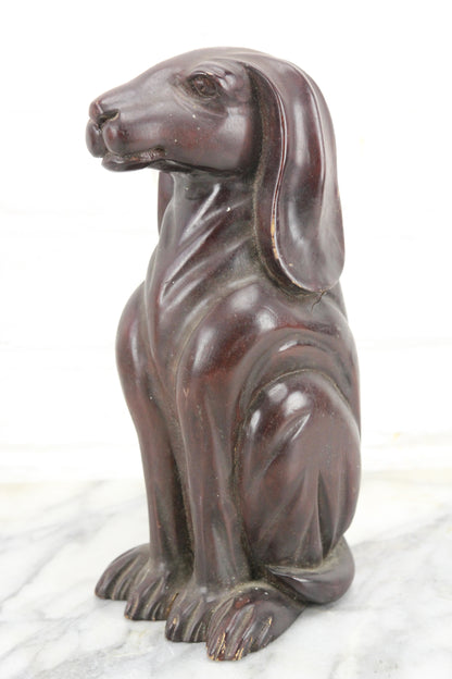 Carved Wooden Dachshund Dog Statue