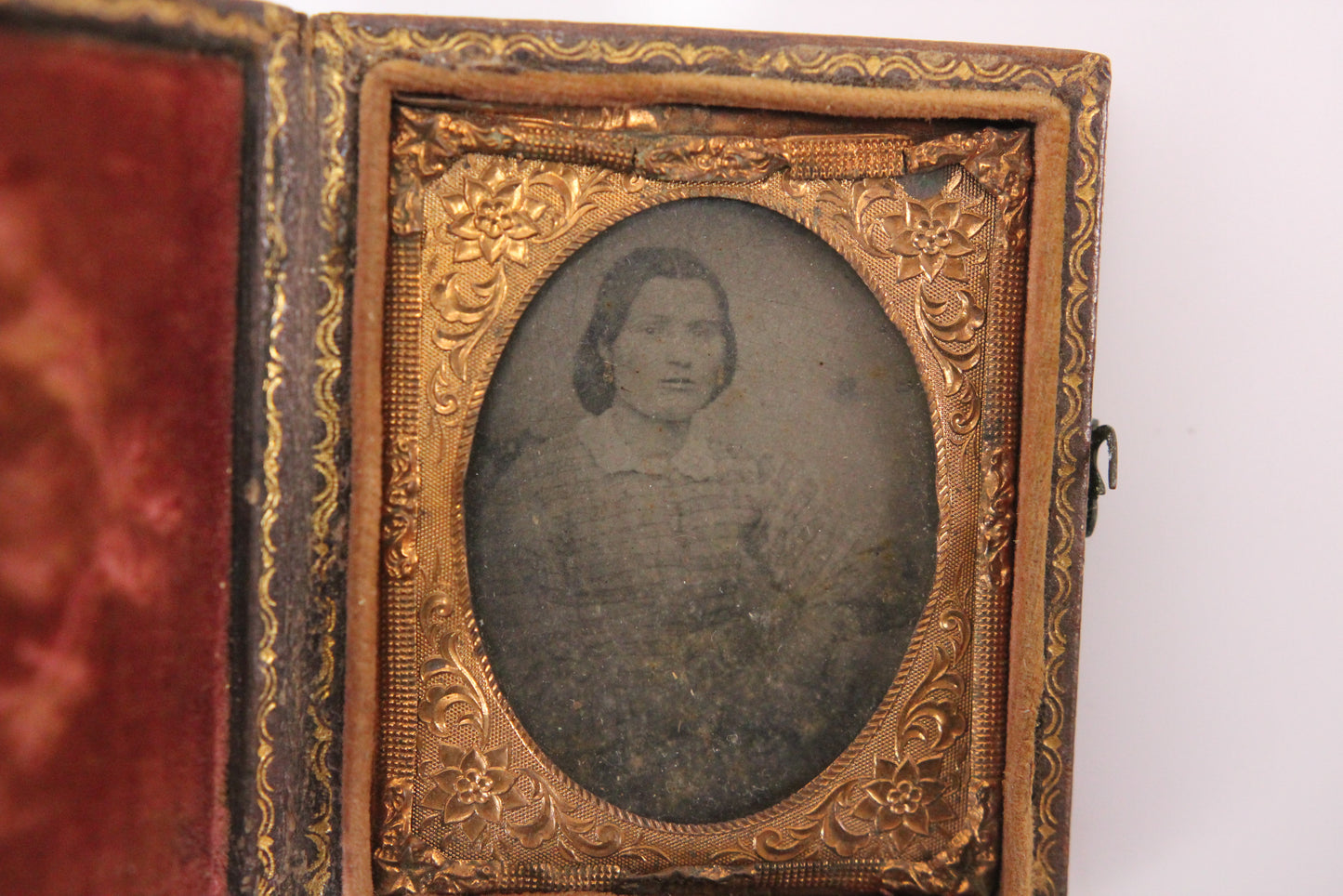 Tintype Photograph of a Young Woman in a Full Union Case (1/9 Plate)