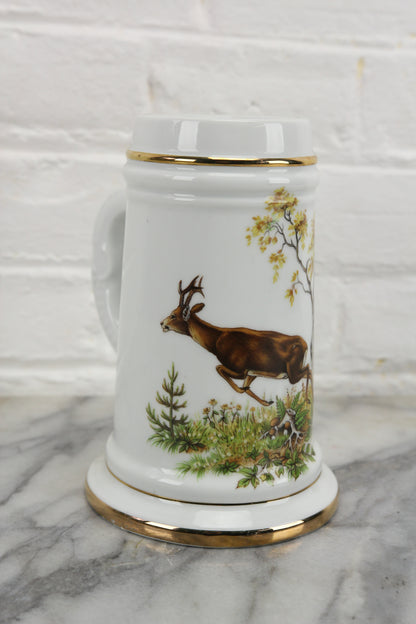 Risqué Lithophane Porcelain Stein with a Naked Lady and Galloping Deer