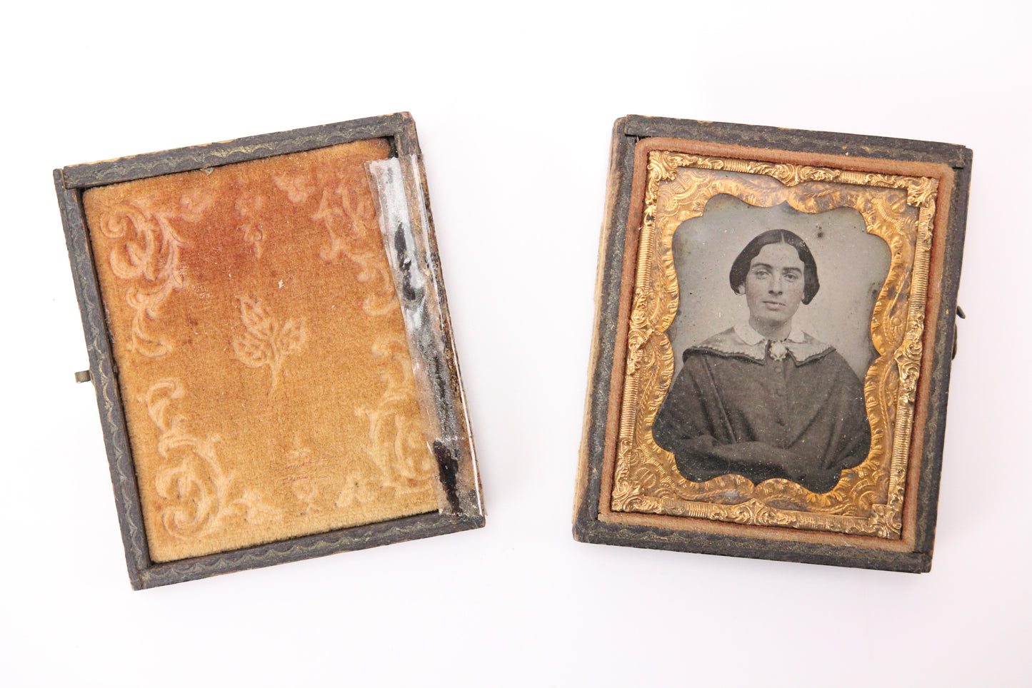 Ambrotype Photograph of a Regal Young Woman in a Split Union Case (1/9 Plate)