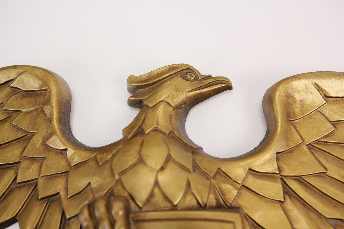 Cast Alluminum Gold Painted Eagle Americana Wall Hanger by Sexton, 27"