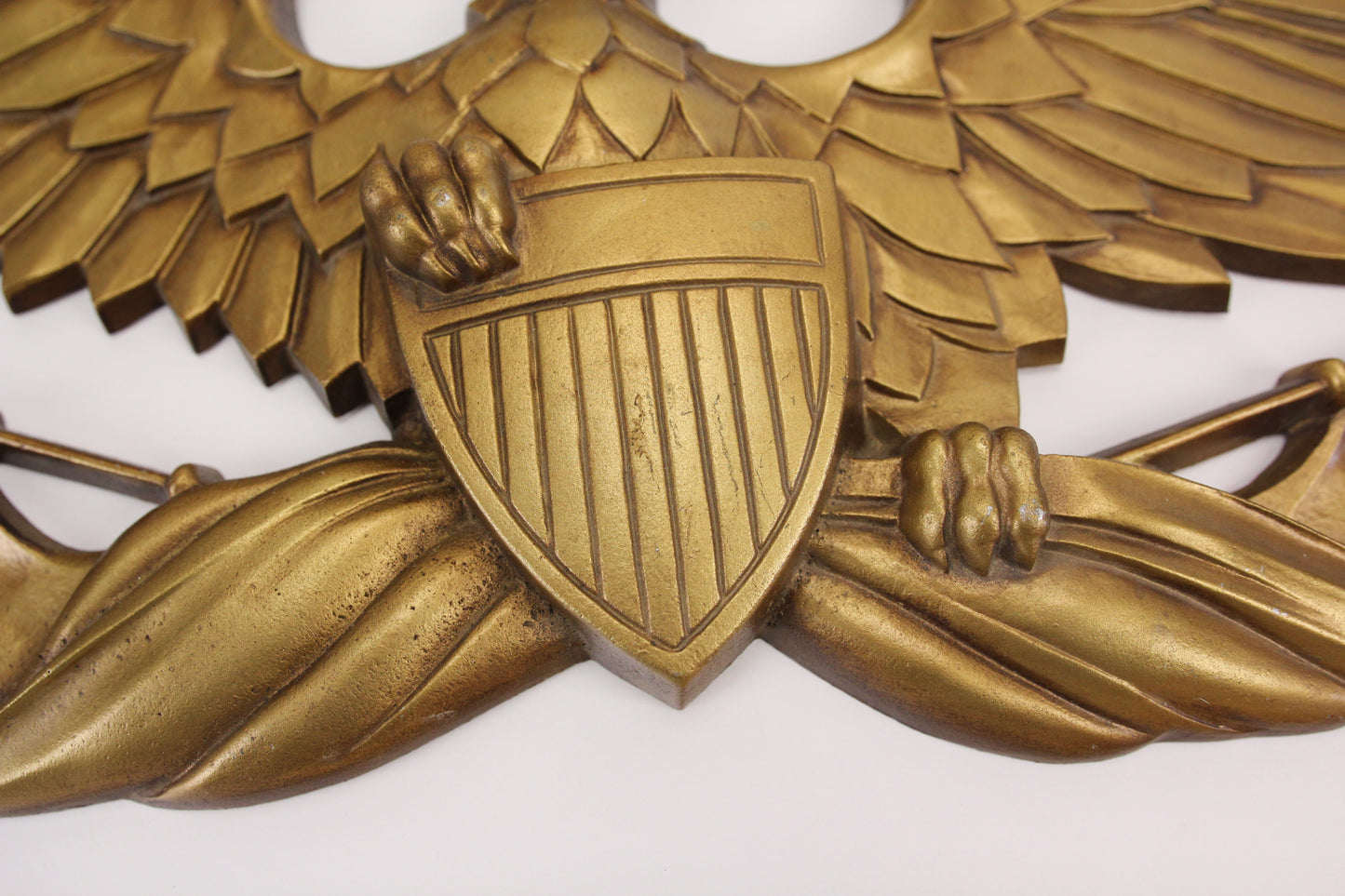 Cast Alluminum Gold Painted Eagle Americana Wall Hanger by Sexton, 27"