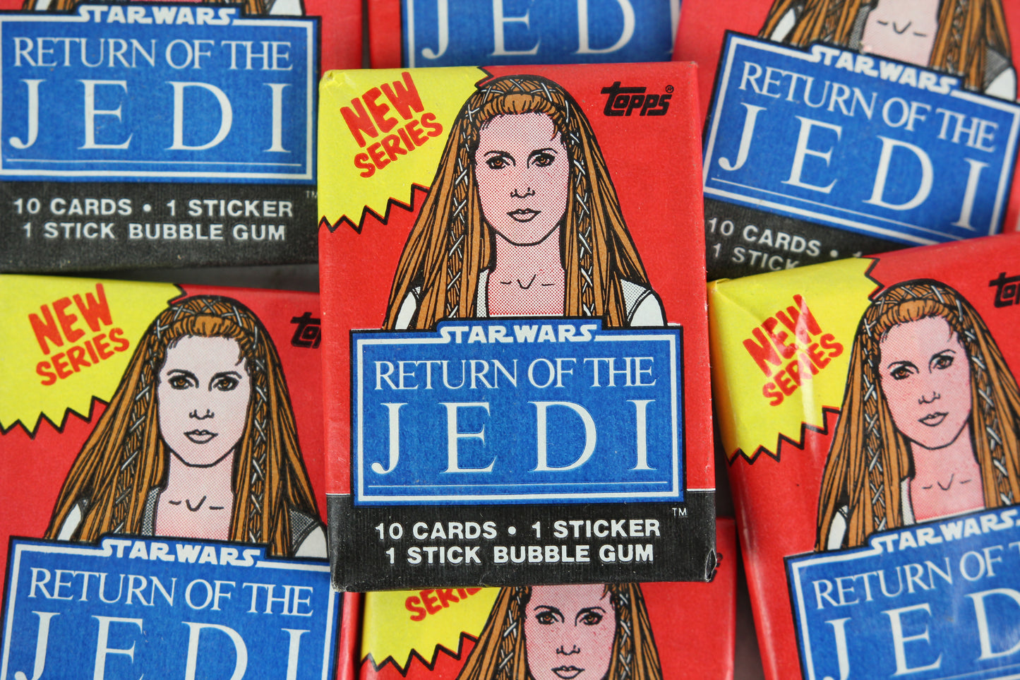 Topps Star Wars Return of the Jedi Series 2 Collectible Trading Cards, One Wax Pack, Leia Organa Wrapper, 1983