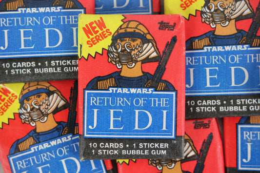 Topps Star Wars Return of the Jedi Series 2 Collectible Trading Cards, One Wax Pack, Lando Calrissian Wrapper, 1983