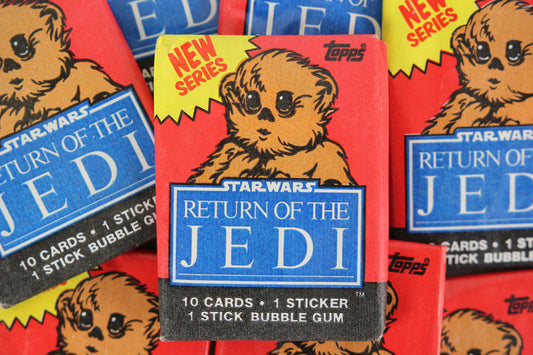 Topps Star Wars Return of the Jedi Series 2 Collectible Trading Cards, One Wax Pack, Ewok Wrapper, 1983