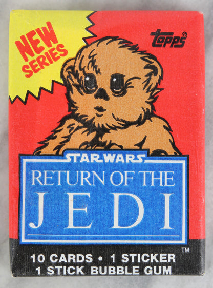 Topps Star Wars Return of the Jedi Series 2 Collectible Trading Cards, One Wax Pack, Ewok Wrapper, 1983