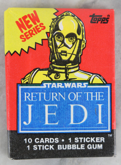 Topps Star Wars Return of the Jedi Series 2 Collectible Trading Cards, One Wax Pack, C-3PO Wrapper, 1983